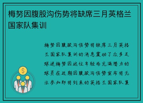 梅努因腹股沟伤势将缺席三月英格兰国家队集训